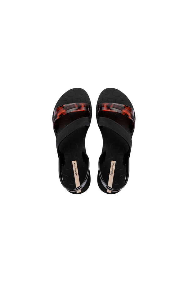 Ipanema Sand&aacute;lia de tiras assim&eacute;tricas com estampado animal preto