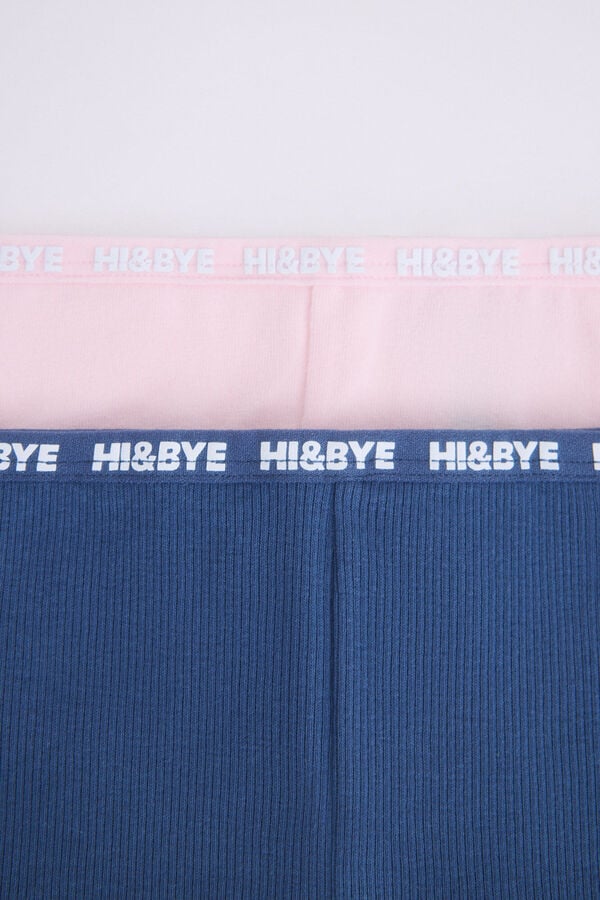 HI&BYE Pack de 2 cuecas boxer rosa e azul branco
