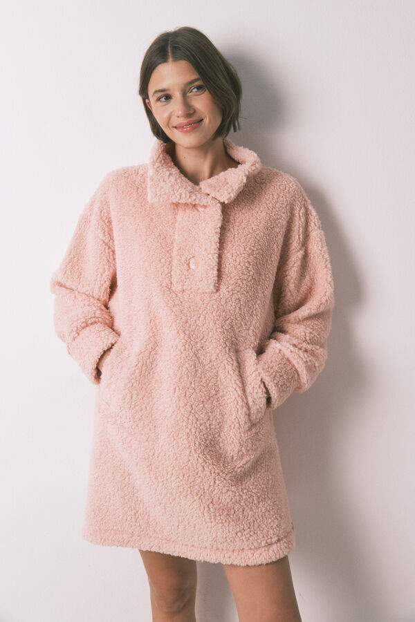 Women'secret Robe midi tecido pelo rosa rosa