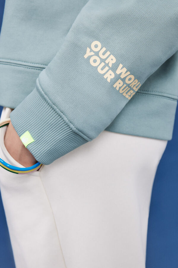 HI&BYE Sudadera felpa verde logo manga verde