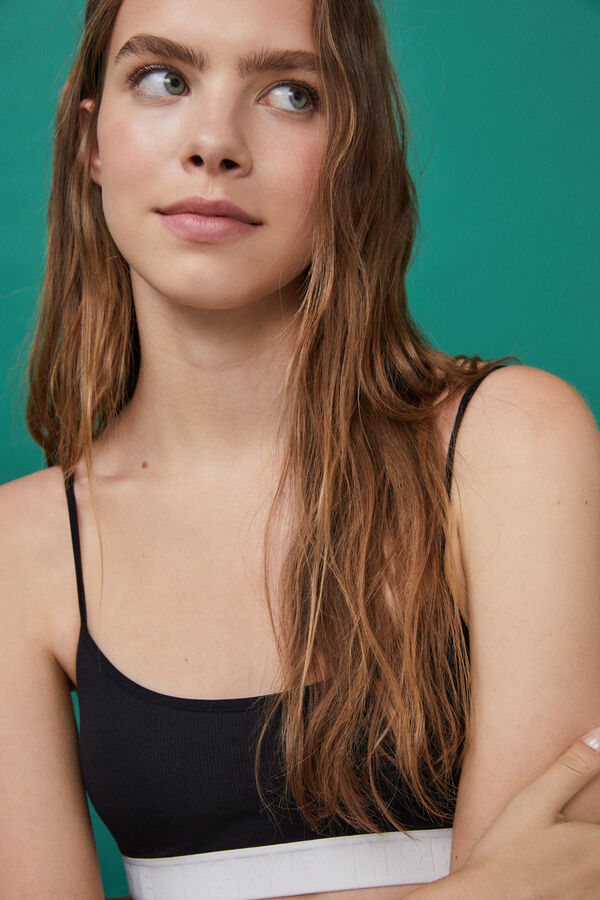 HI&BYE Soutien top algod&atilde;o preto  preto