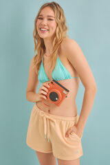 HI&BYE Calça de pelúcia laranja vermelho