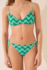 Women'secret Cueca de biquíni clássica com estampa de ondas verdes e tiras verde