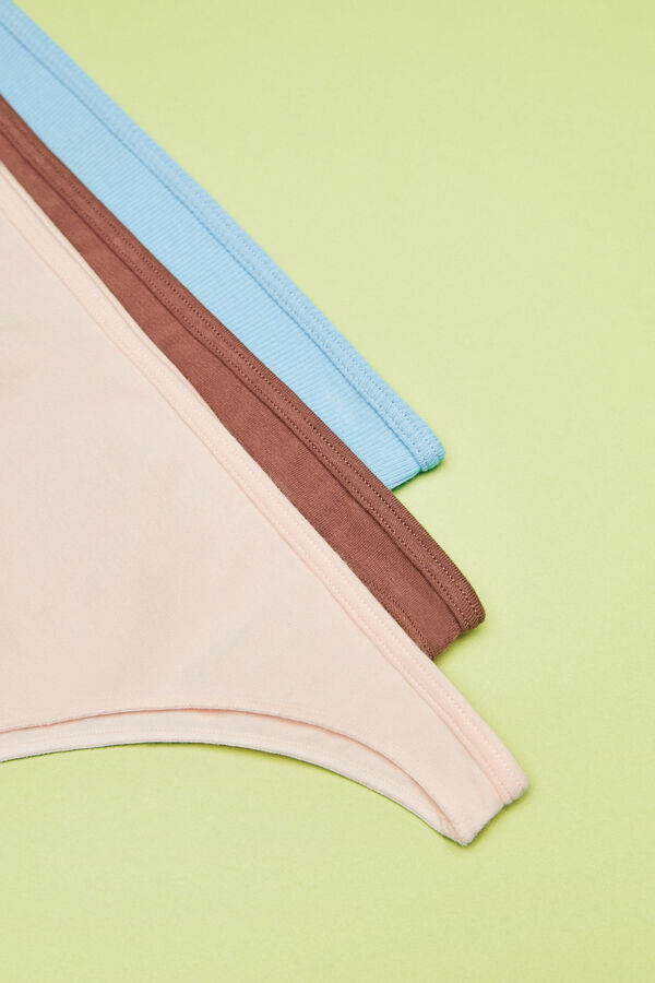 HI&BYE Pack 3 cuequinhas brasileiras algod&atilde;o rosa, azul e castanho azul