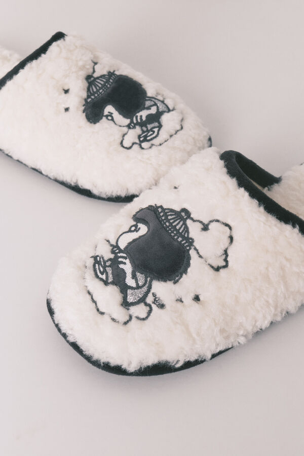 Women'secret Chinelos de quarto em borrego cinza Mafalda bege