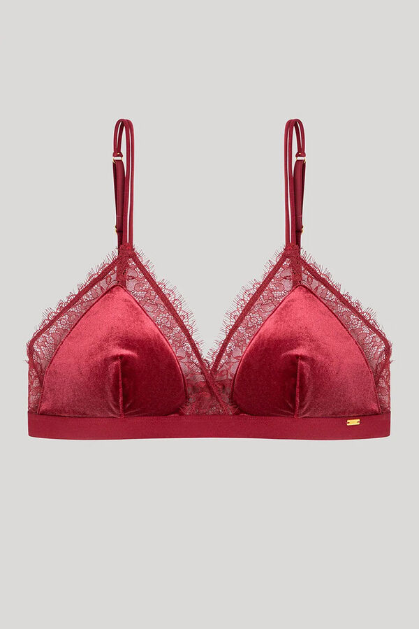 Gisela Soutien triangular de veludo vermelho