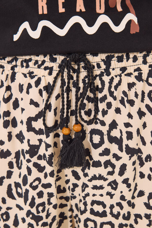 Women'secret Pijama Mickey Mouse com estampa animal preto