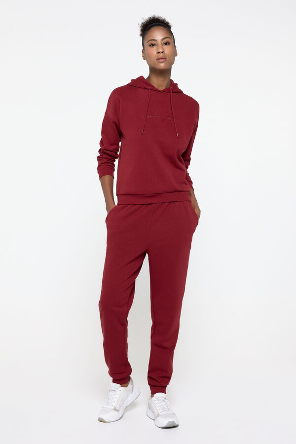 Only Play Pantal&oacute;n jogger suave de cintura alta y bolsillos laterales, color granate rojo