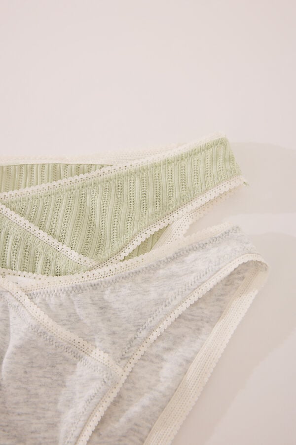 Women'secret Pacote de 2 cuecas cl&aacute;ssicas de algod&atilde;o  branco