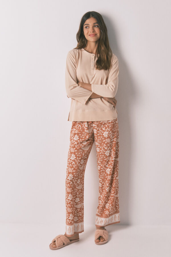 Women'secret Camiseta manga &frac34; 100% algod&oacute;n naranja  naranja