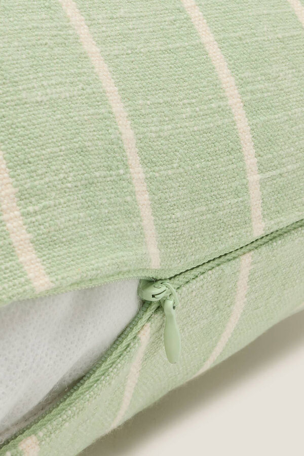 Textura Capa travesseiro algod&atilde;o riscas verde