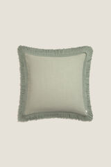 Textura Capa travesseiro algodão franjas bege