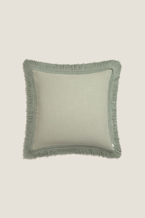 Textura Capa travesseiro algodão franjas bege