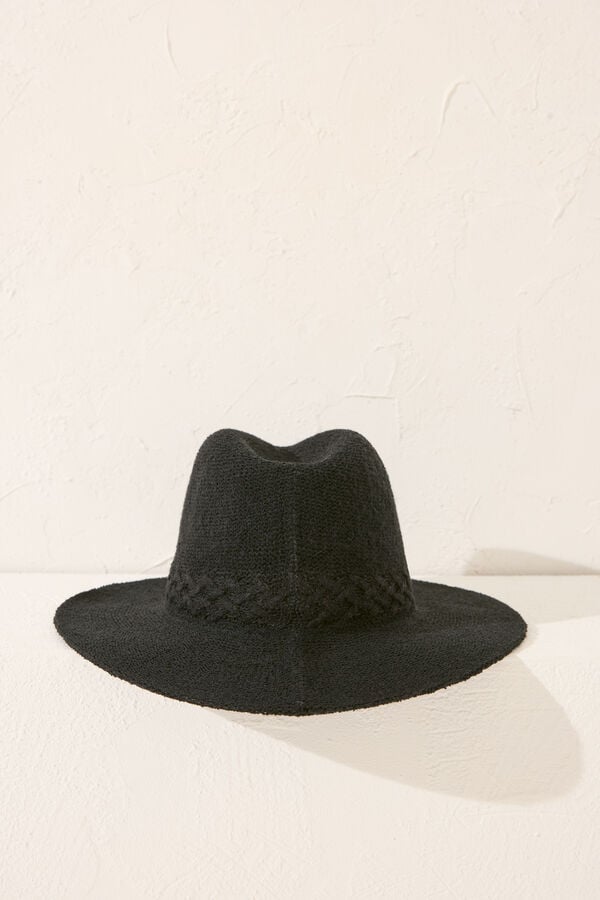 Women'secret Detalhe tran&ccedil;ado de chap&eacute;u preto  preto