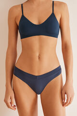 Women'secret Tanga frunce azul marino azul