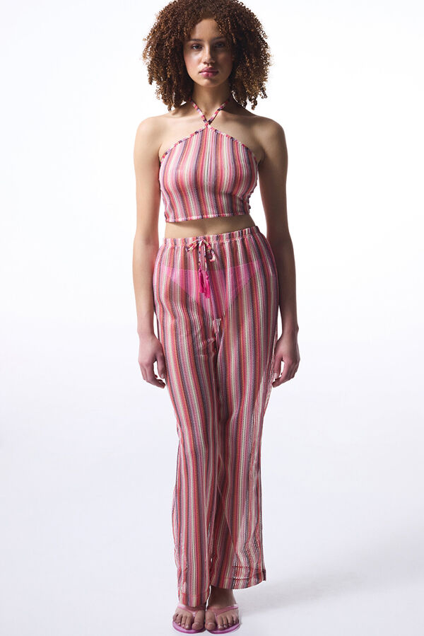 Penti Top de biqu&iacute;ni riscas estampado