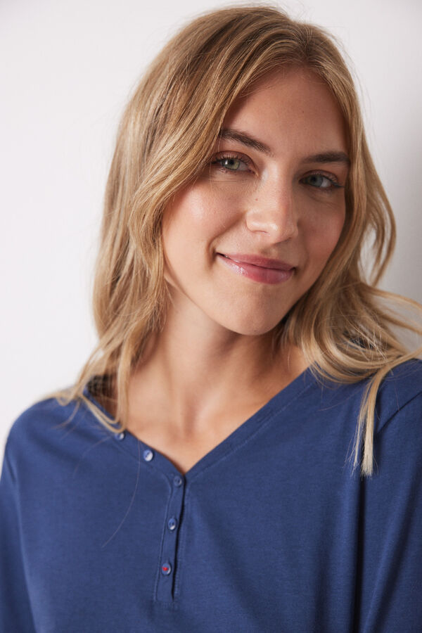 Women'secret Camiseta algod&oacute;n manga larga azul azul