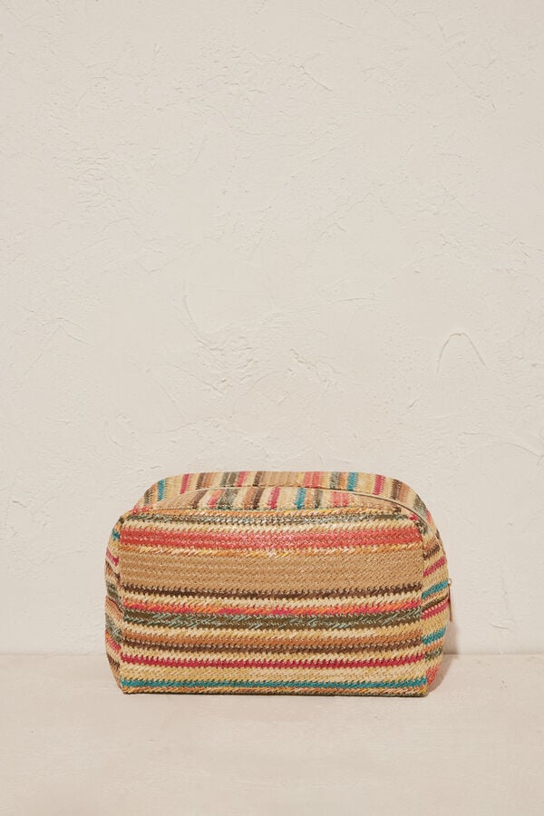 Women'secret Neceser mediano rafia brillo kaki