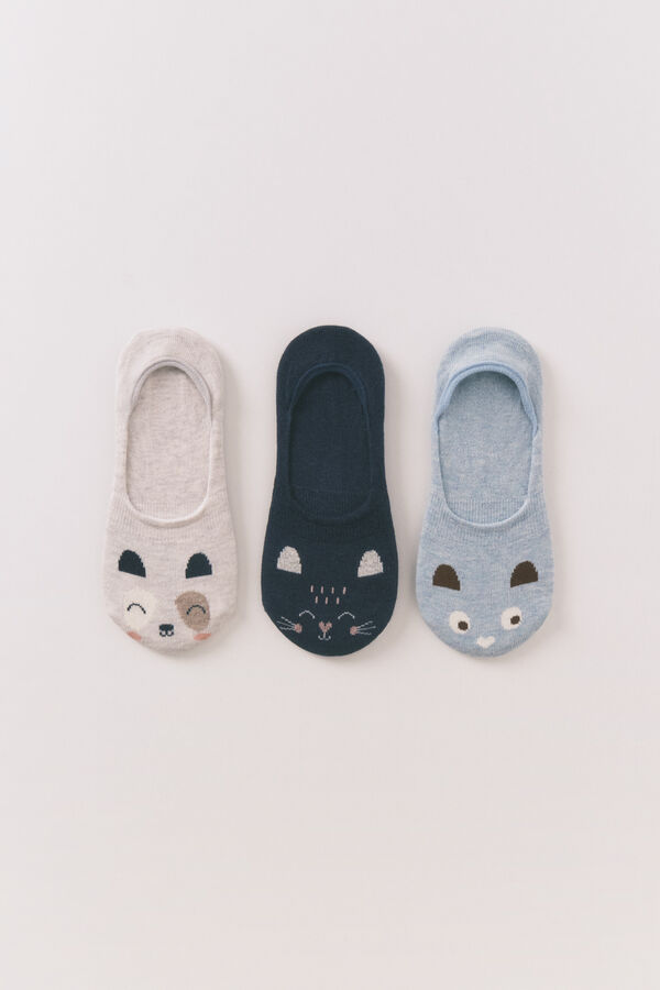 Women'secret Pacote com 3 meias slip-on com meias de animais  estampado