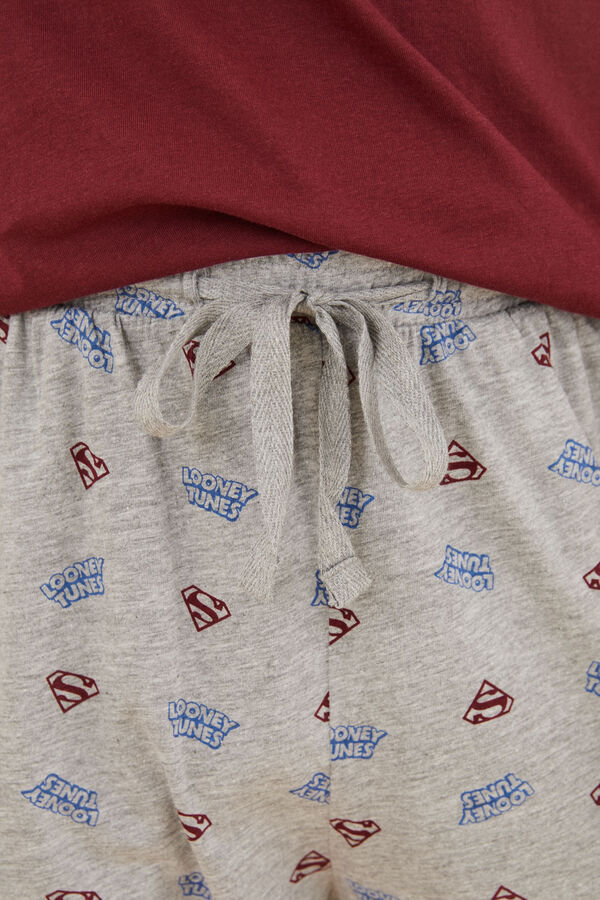 Women'secret Pijama largo hombre 100% algod&oacute;n Diablo Tasmania burdeos