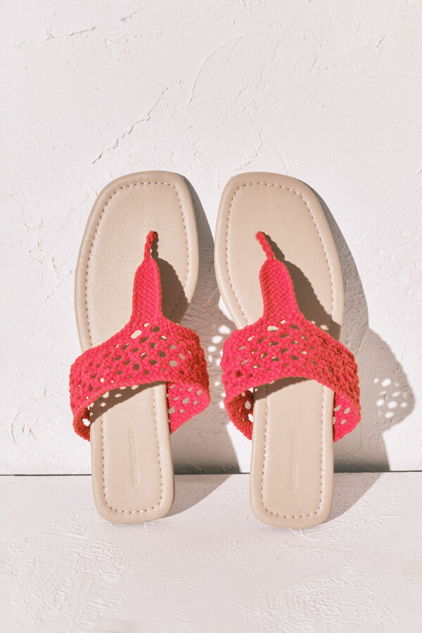 Women'secret Sand&aacute;lias em crochet vermelho borgonha