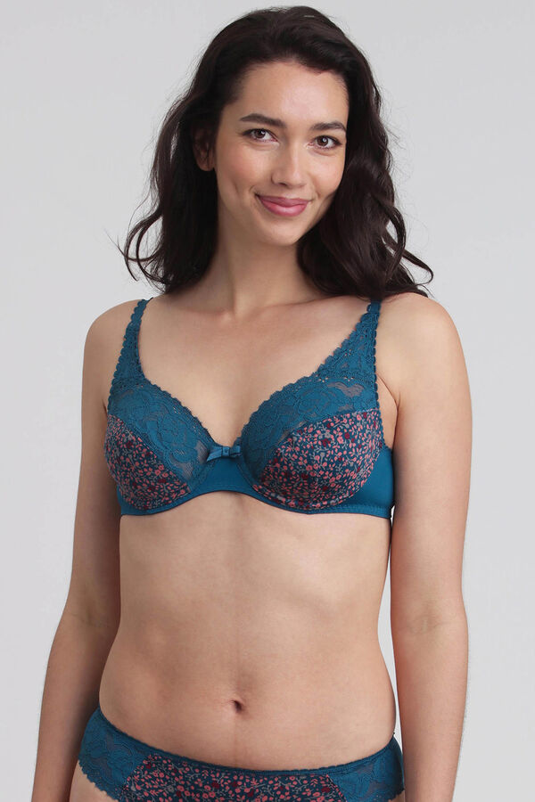 Playtex Soutien de microfibra Flower Elegance azul