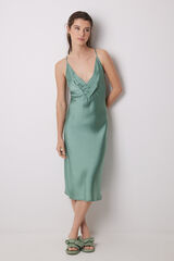 Women'secret Camis&oacute;n midi sat&eacute;n verde verde