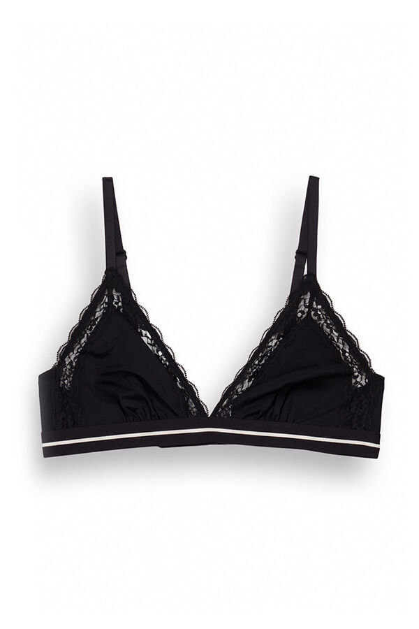 Women'secret NATURAL Sujetador triangular microfibra encaje negro negro