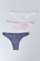 HI&BYE Pack 3 bragas brasile&ntilde;as azul, blanco, rosa blanco