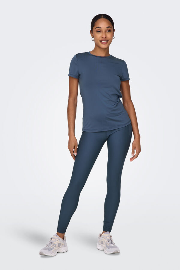 Only Play Leggings esportivas de cintura alta com bolso lateral azul