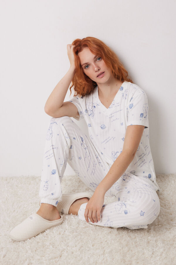 Women'secret Pijama canelado super macio &ldquo;O Pequeno Pr&iacute;ncipe&rdquo;   azul