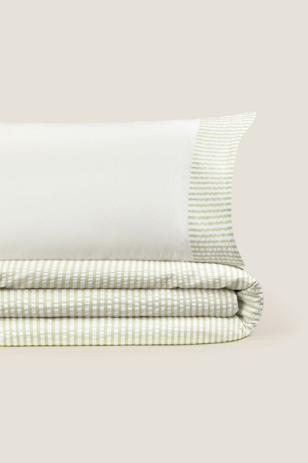 Textura Capa de edredom riscas Seersucker estampado