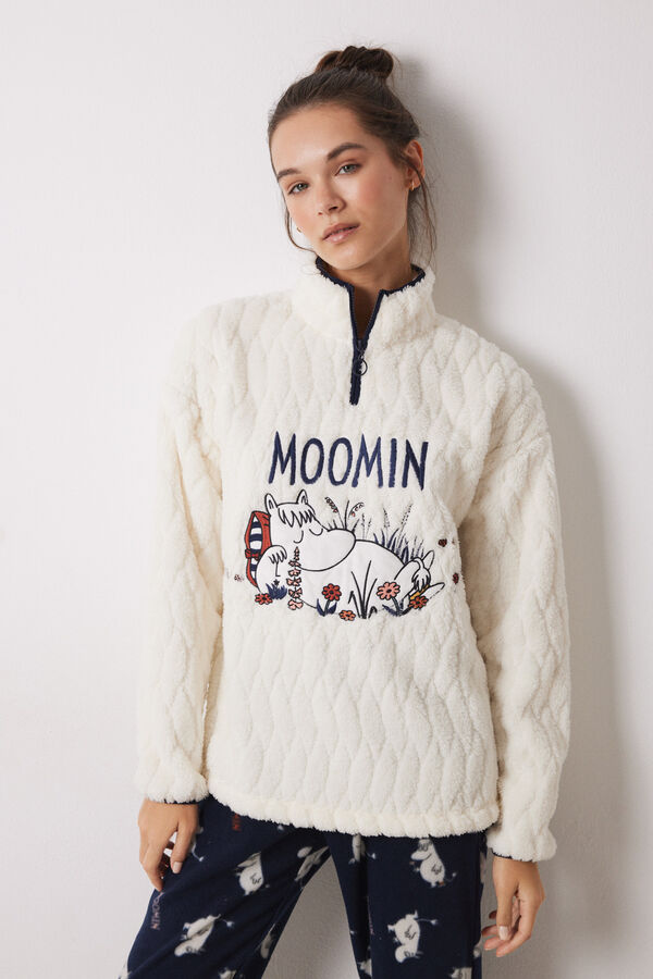 Women'secret Pijama largo borreguito polar Moomin marfil