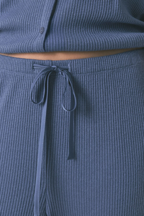 Women'secret Pijama comprido canal&eacute; com efeito brilho azul azul