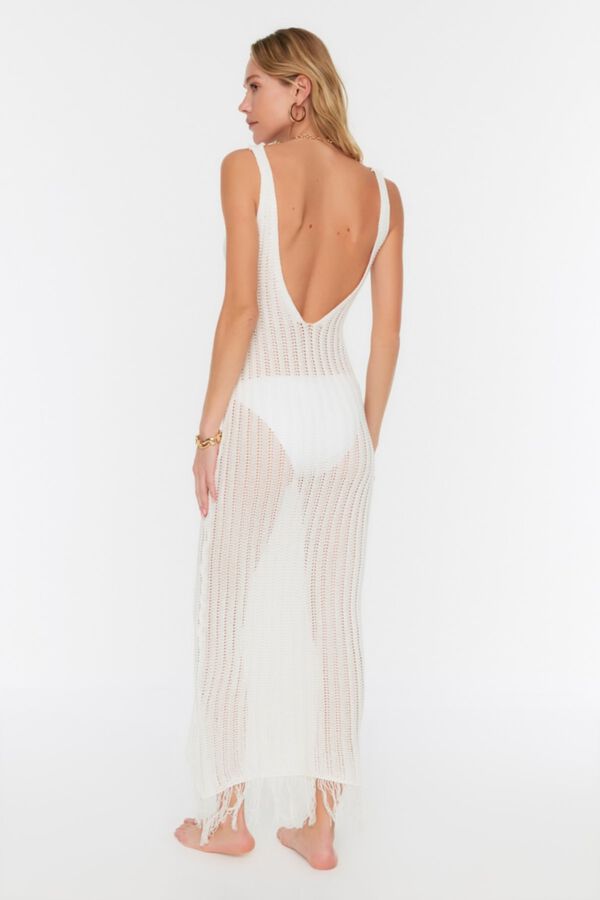 Trendyol Vestido midi de malha sem mangas bege