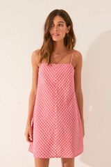 Women'secret Vestido curto rosa com al&ccedil;as xadrez rosa