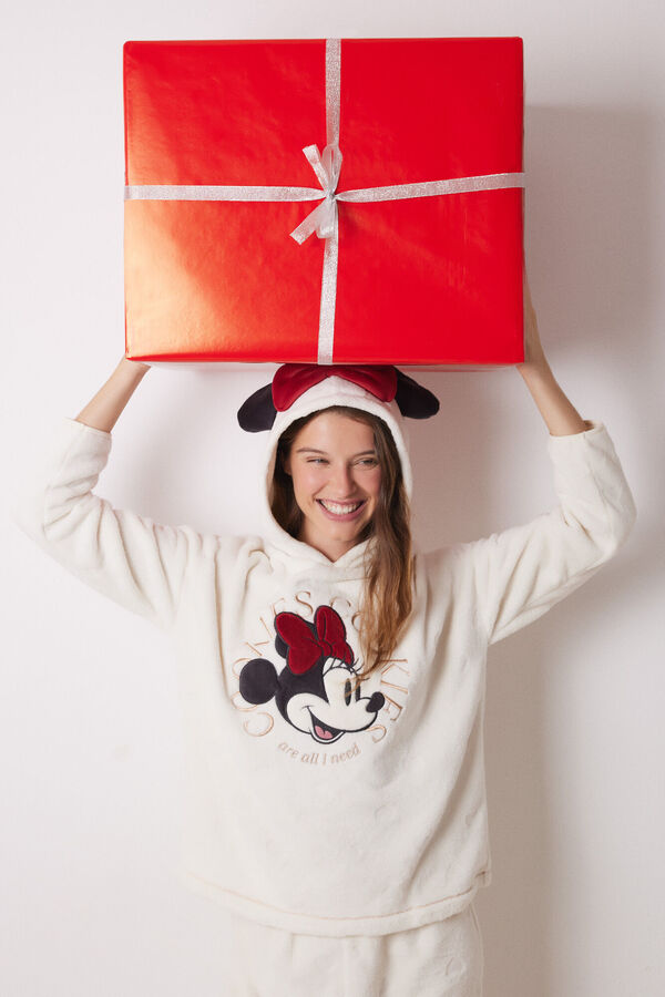 Women'secret Pijama largo polar Minnie marfil