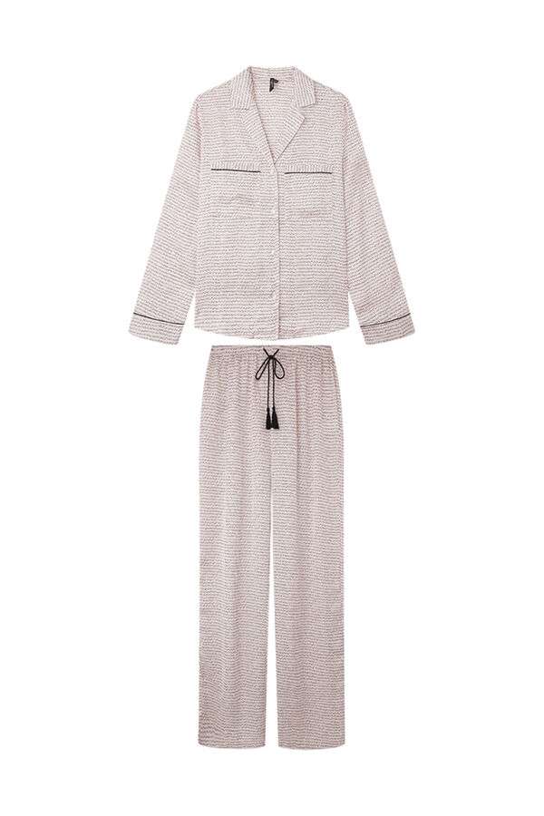 Women'secret Pijama camisero sat&eacute;n rombos blanco