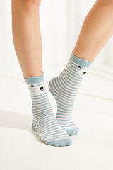 Womensecret Pack de 3 calcetines medios estampados ositos azul estampado