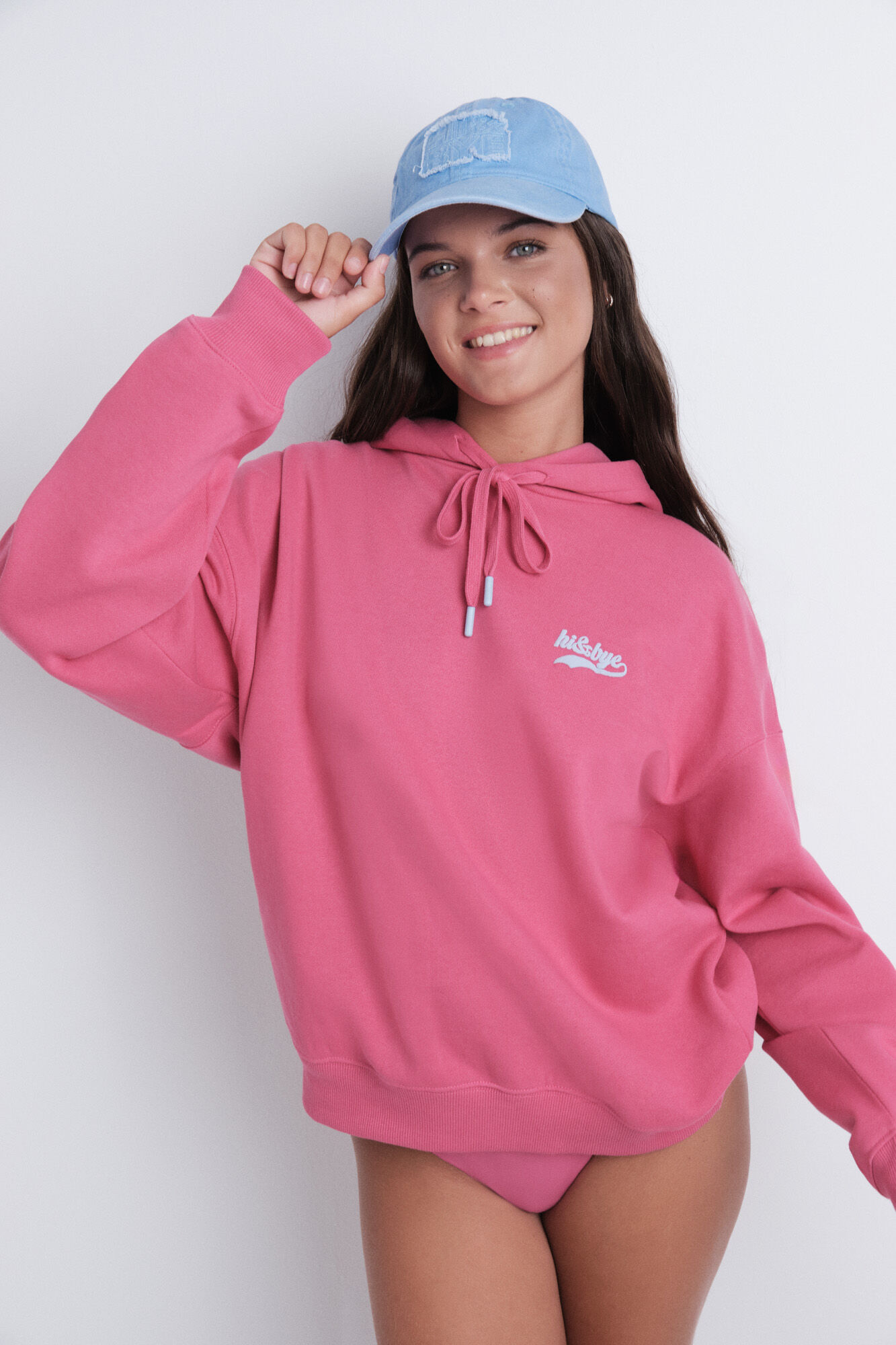 HI&BYE Gorra algod&oacute;n logo bordado azul claro