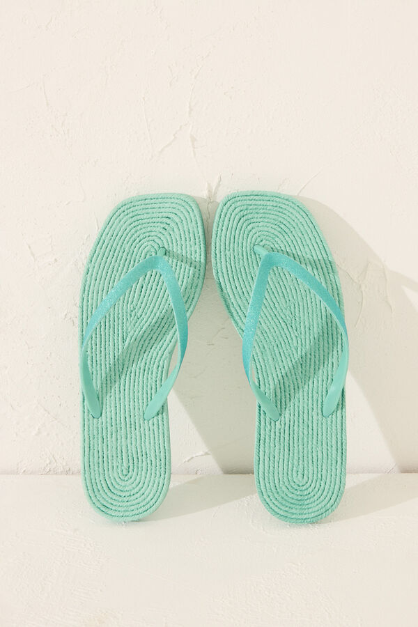 Women'secret Chinelo esparto verde bico quadrado estampado