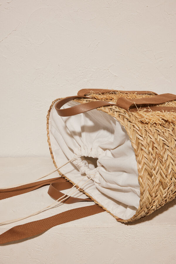 Women'secret Bolso playa capazo flecos nude