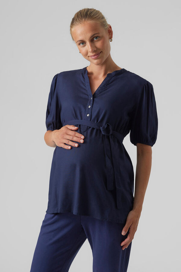 Mamalicious Top manga 2/4 dupla função azul