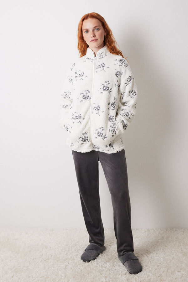 Women'secret Bata borreguito blanco flores blanco