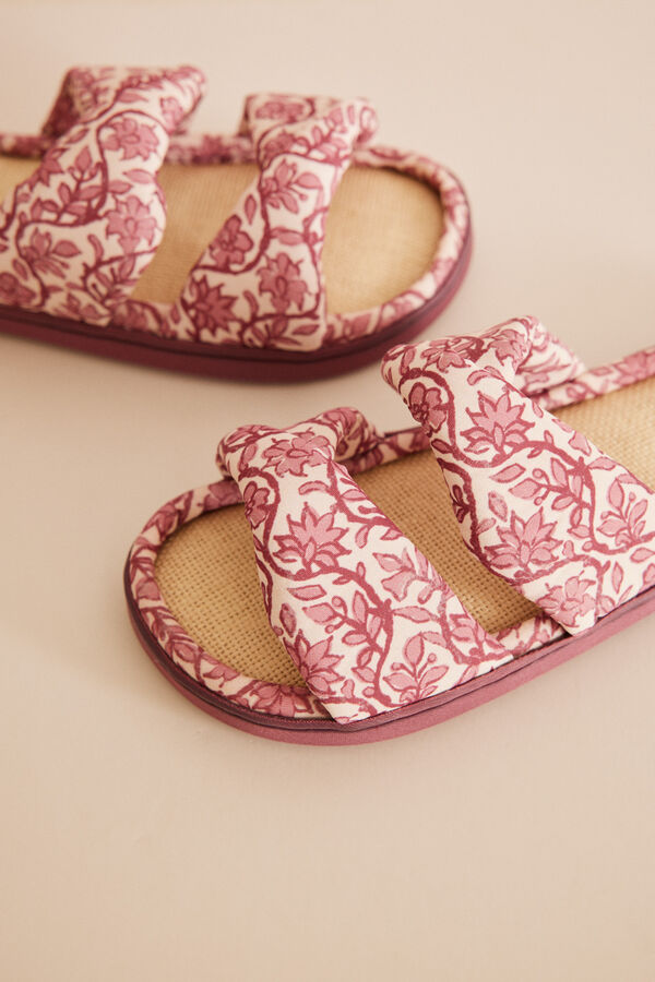 Women'secret Chinelos estampado flores castanho