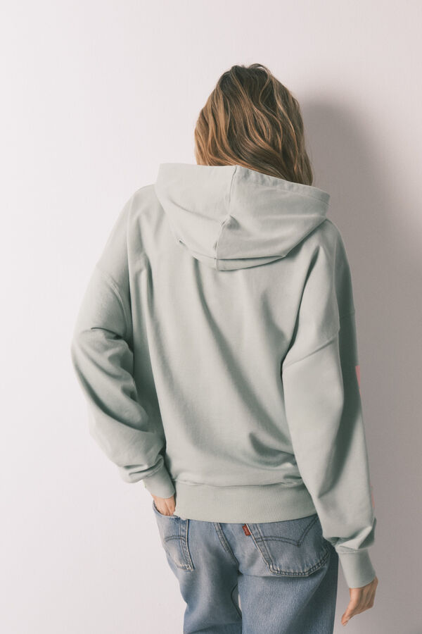 HI&BYE Sweatshirt com capuz em felpa de algod&atilde;o verde verde