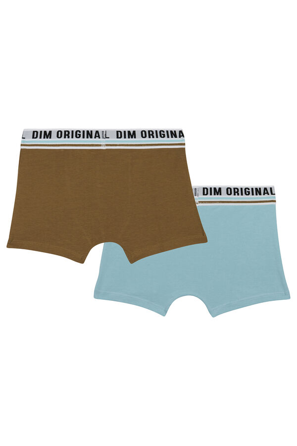 DIM Pack de 2 boxers de menino de estilo desportivo e cintura elástica azul