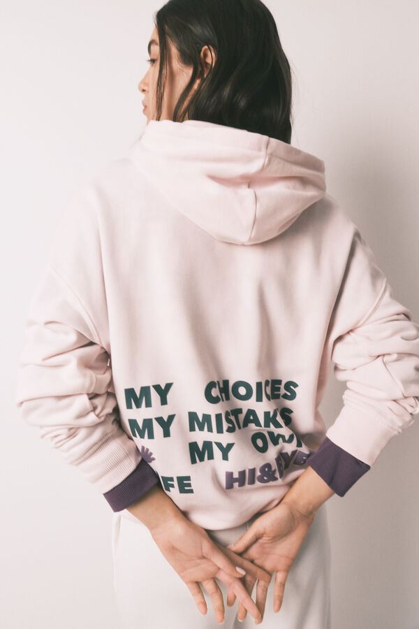 HI&BYE Sweatshirt com capuz em algod&atilde;o felpado rosa rosa