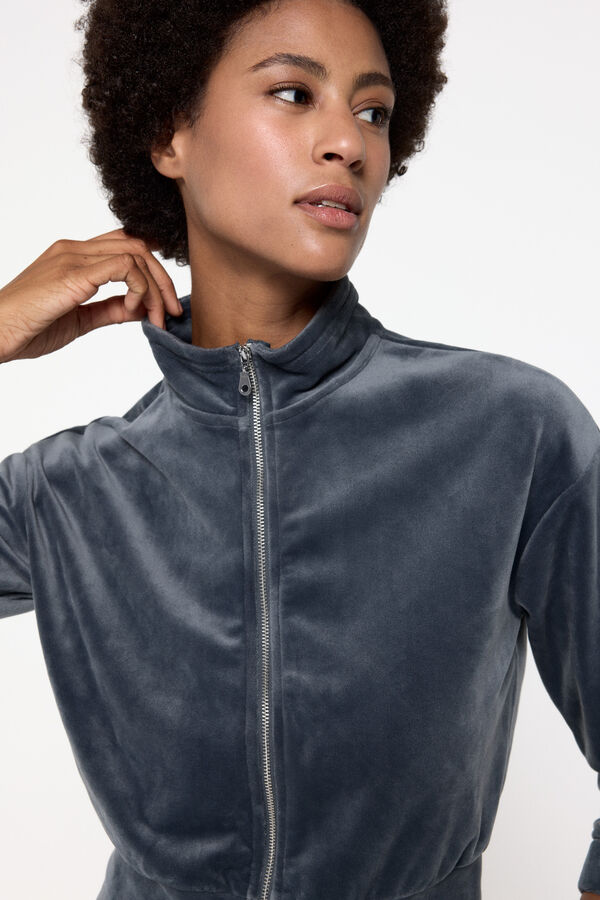 Only Play Sudadera cuello alto terciopelo gris