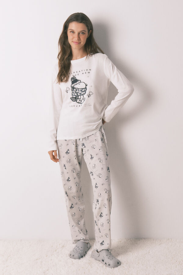 Women'secret Pijama largo 100% algod&oacute;n Snoopy blanco